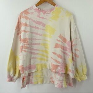 Electric & Rose S Neil Hi-Low Crew Sweatshirt 0146 Poppy Pink Peach Tie-Dye